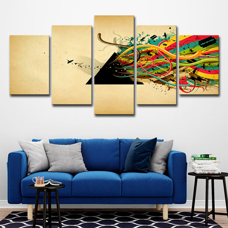 Frendorf | Leinwand Gelbes Kunstwerk Modernes Musikalisches Noten Wanddekor für das Mädchenzimmer, Mehrteilig