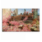 Frendorf | Textured People und Rosenmalerei Rustikale Leinwand Wandkunst in Pink für das Wohnzimmer