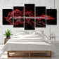 Frendorf | Rode Muzikale Canvas Wandkunst Gitaar Moderne Stijl Multi-Stuk Wanddecoratie voor Slaapkamer