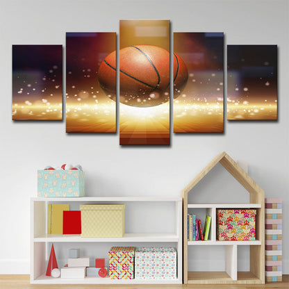 Frendorf | Basketball und Firefly Leinwandkunst Braune zeitgenössische Wanddekoration für Jungen Schlafzimmer