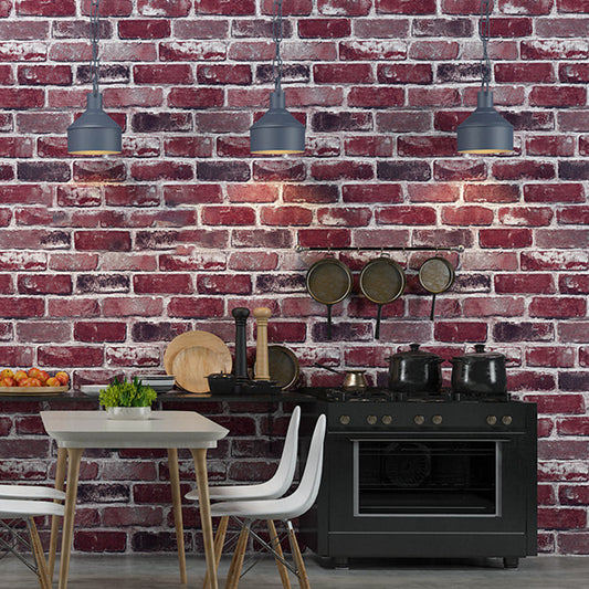 Glattes Dunkelcolor Tapete Industrieller Verwitterter Ziegel-Look Wandkunst für Schlafzimmer