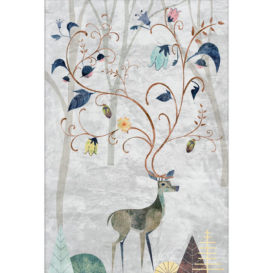 Graue Hirsch Tapete Jugendstil Feuchtigkeitsbeständig Cartoon Kinderzimmer Wandverkleidung