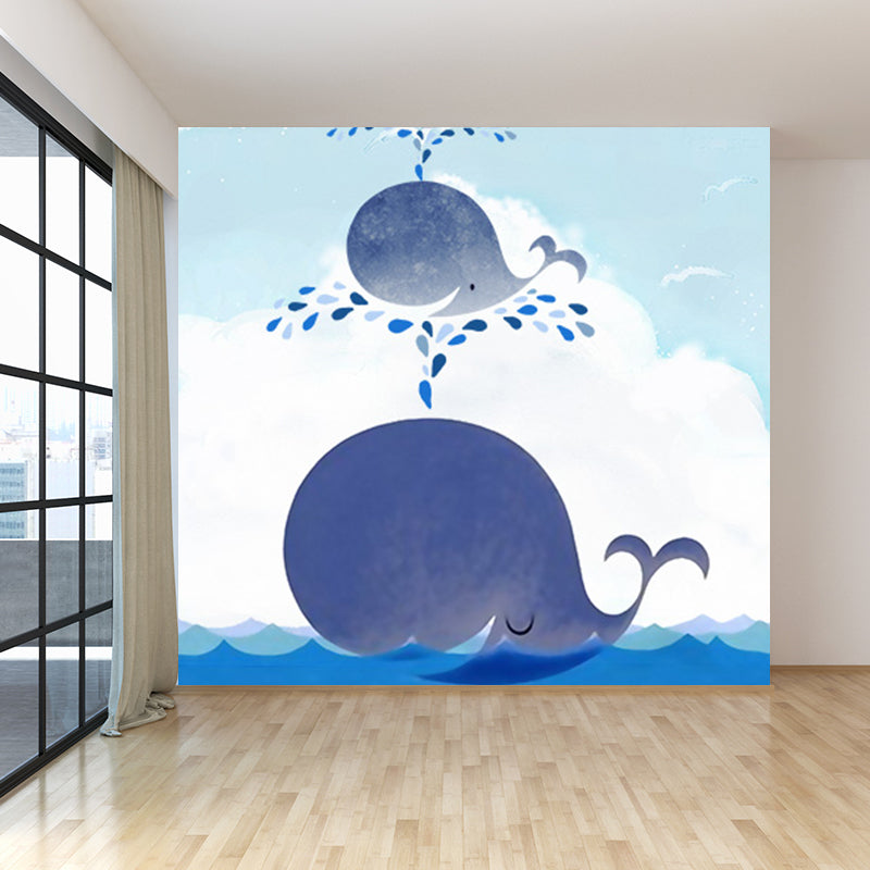 Walhai Tapete Wandbild Cartoon Feuchtigkeitsbeständig Kinderzimmer Wanddekoration, Personalisierte Größe