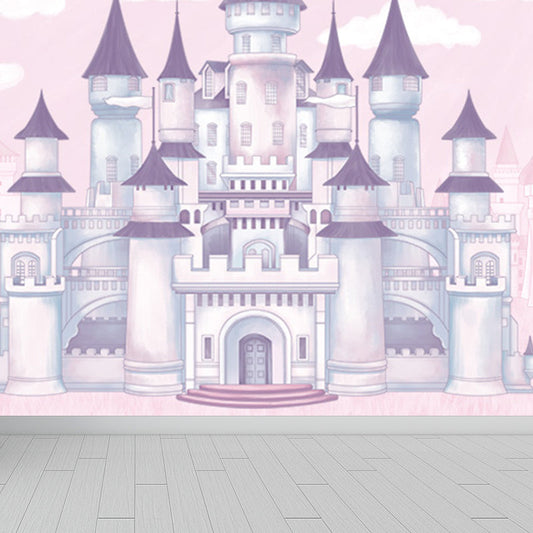 Großes Cartoon Schloss Tapete Wandbild Pastell Vlies Wandkunst für Hausdekoration, Individueller Druck