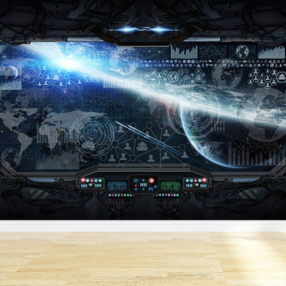 Frendorf | Space Capsule View Mural Wallpaper Sci-Fi Feuchtigkeitsbeständiges Wandkunst für Kinderzimmer