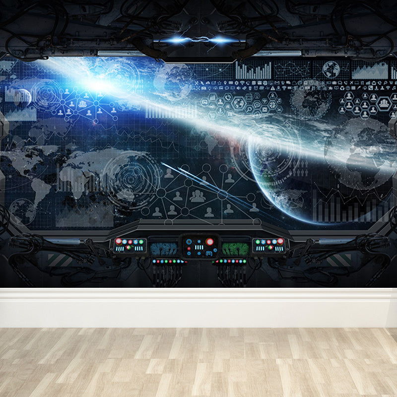 Frendorf | Space Capsule View Mural Wallpaper Sci-Fi Feuchtigkeitsbeständiges Wandkunst für Kinderzimmer