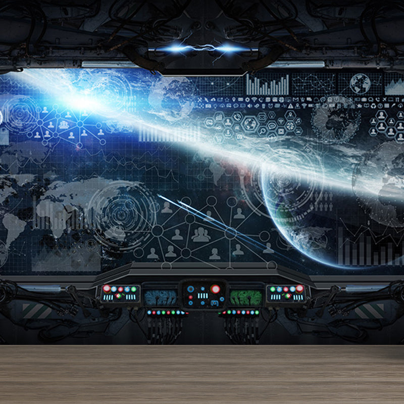 Frendorf | Space Capsule View Mural Wallpaper Sci-Fi Feuchtigkeitsbeständiges Wandkunst für Kinderzimmer
