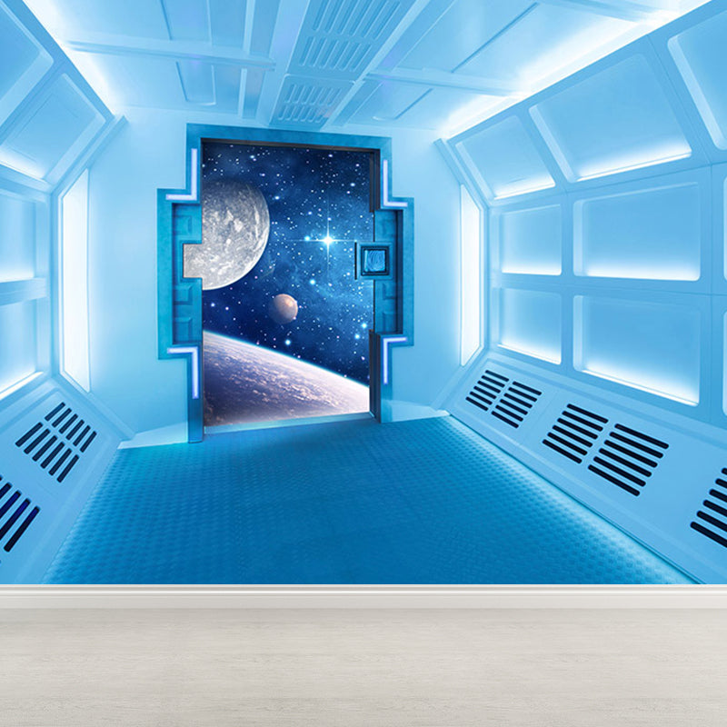 Frendorf | Space Capsule View Mural Wallpaper Sci-Fi Feuchtigkeitsbeständiges Wandkunst für Kinderzimmer