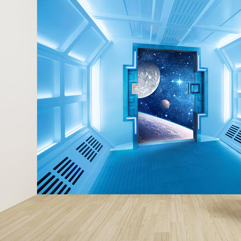 Frendorf | Space Capsule View Mural Wallpaper Sci-Fi Feuchtigkeitsbeständiges Wandkunst für Kinderzimmer