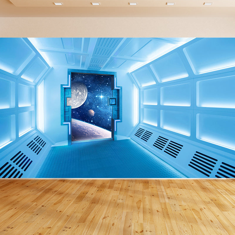 Frendorf | Space Capsule View Mural Wallpaper Sci-Fi Feuchtigkeitsbeständiges Wandkunst für Kinderzimmer
