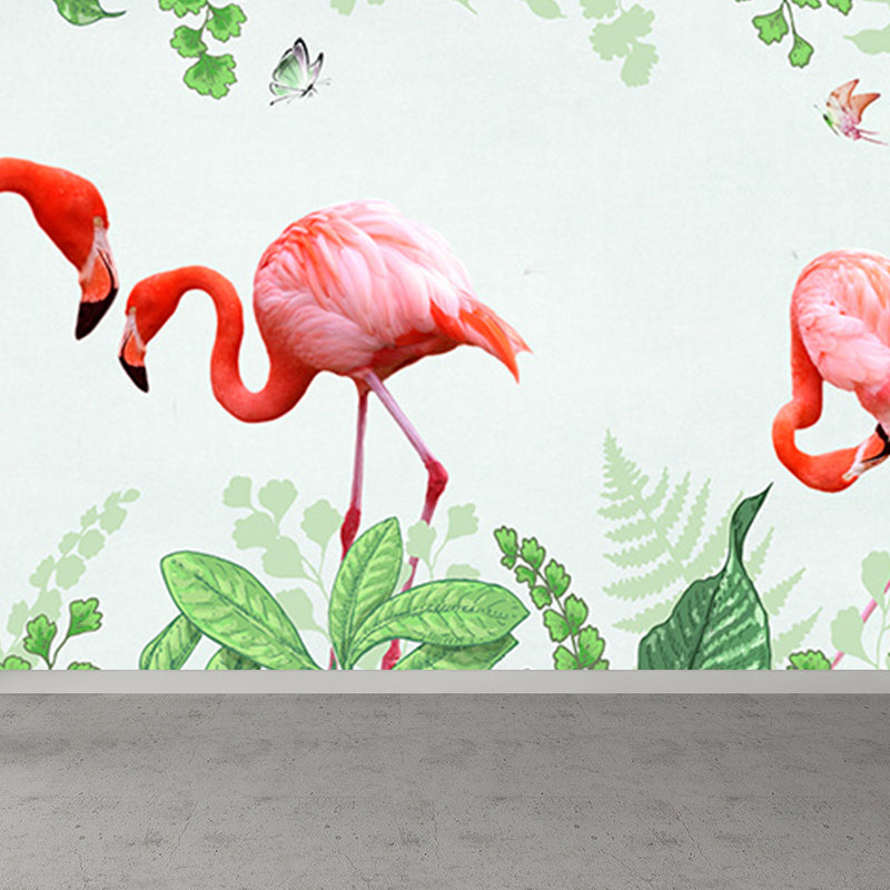 Große Flamingos Wandtapete Mural Feuchtigkeitsbeständig Tropisches Schlafzimmer Wandbelag