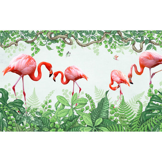 Große Flamingos Wandtapete Mural Feuchtigkeitsbeständig Tropisches Schlafzimmer Wandverkleidung