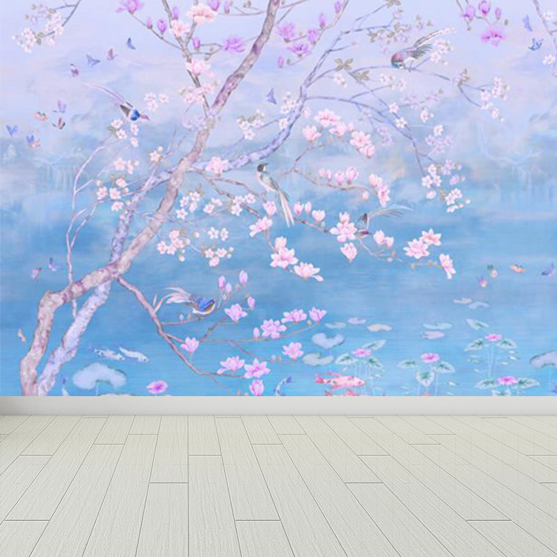 Frühling Blüte Lotus Teich Wandbild Zeitgenössisch Wasserdicht Schlafzimmer Wandverkleidung, Maßgeschneidert