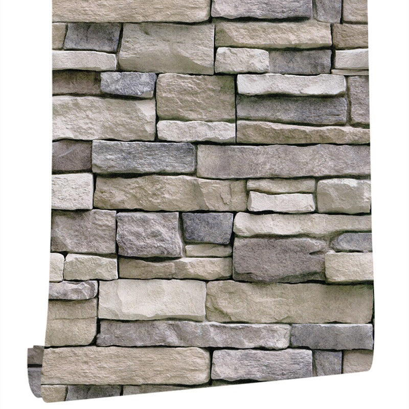 Industrielle Abzieh-Tapetenrolle Dunkelgrau 3D Backsteinwand Dekor, 19,5' L x 17,5" B