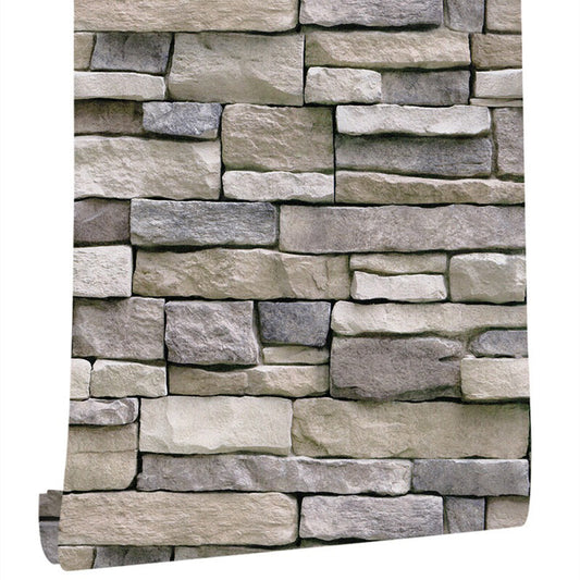 Industrielle Abzieh-Tapetenrolle Dunkelgrau 3D Backsteinwand Dekor, 19,5' L x 17,5" B