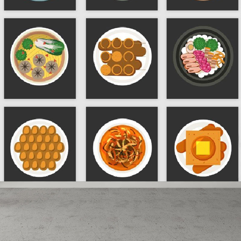 Frendorf | Moderne Heerlijke Gerechten Muurschildering Vliesbehang Waterdicht Oranje Muurdecoratie für Jungenzimmer