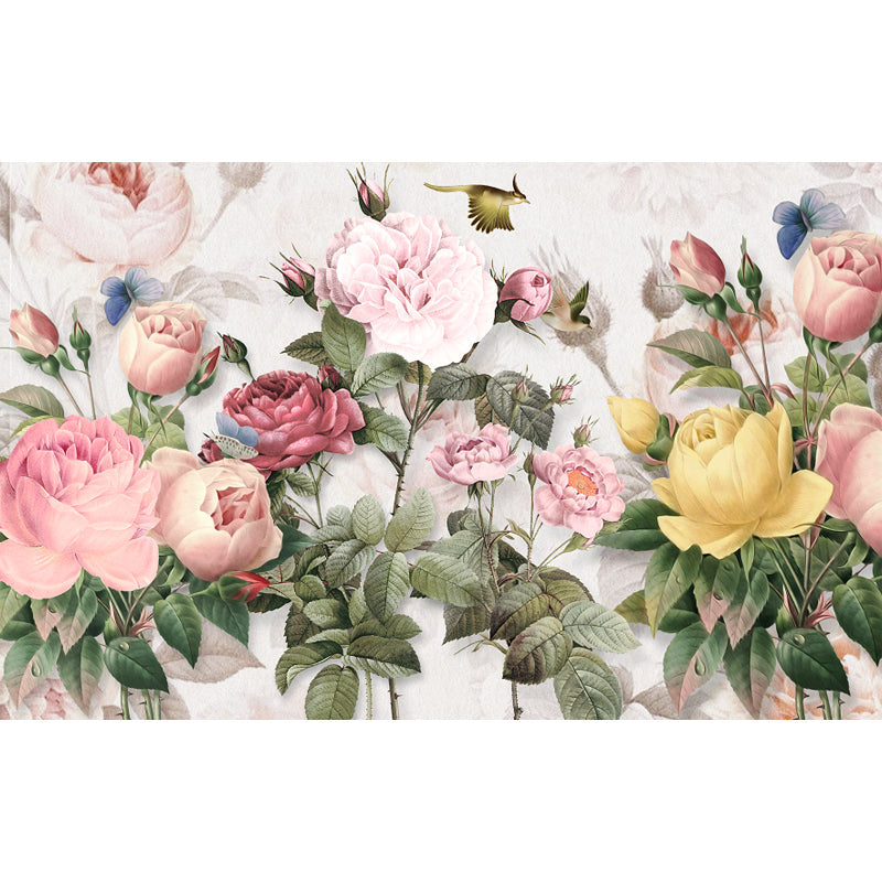 Big Bloom Pfingstrose Tapete Wandbild Modernismus Schöne Blumen Wandbekleidung in Pink