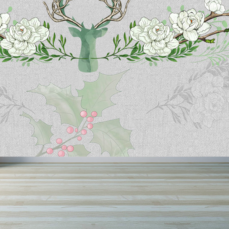 Frendorf | Illustratie Stijl Rendier Muurdecoratie Giant Muurbedekking voor Eetkamer, Aangepast