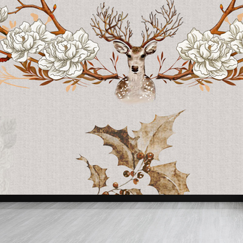 Frendorf | Illustratie Stijl Rendier Muurdecoratie Giant Muurbedekking voor Eetkamer, Aangepast
