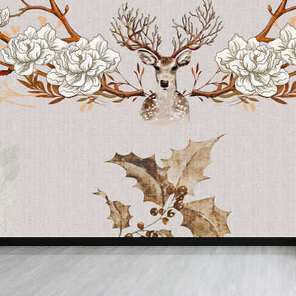Frendorf | Illustratie Stijl Rendier Muurdecoratie Giant Muurbedekking voor Eetkamer, Aangepast