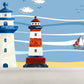 Maritimer Leuchtturm Tapetenwechsel Cartoon Vliesstoff Wanddekoration für das Wohnzimmer