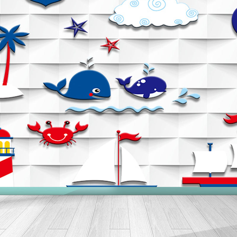 Maritimer Leuchtturm Tapetenwechsel Cartoon Vliesstoff Wanddekoration für das Wohnzimmer