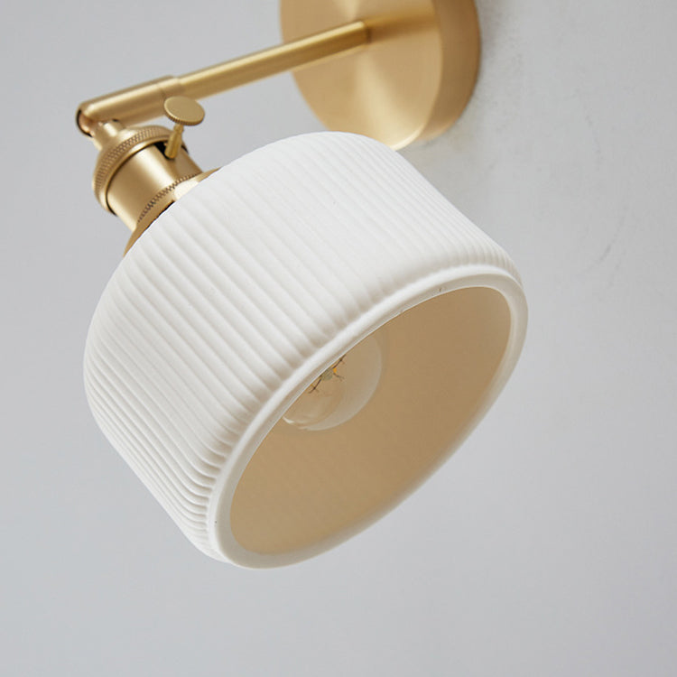 Frendorf | StripoLux Moderne Wandlampe | Minimalistische Keramik-Wandleuchte | Streifendesign | Ambientebeleuchtung