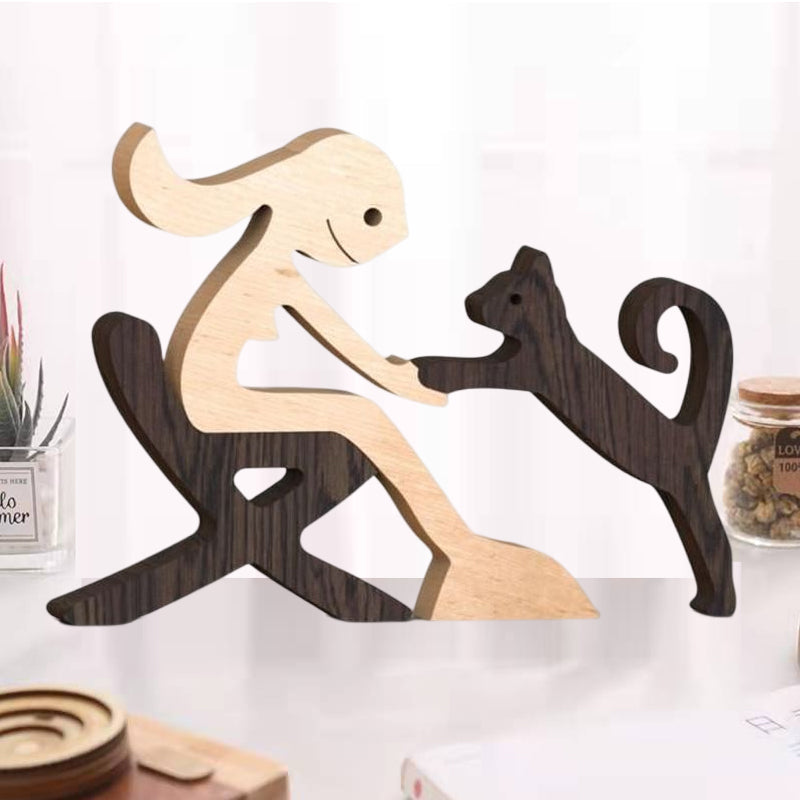 Frendorf | Geschenk für Tierliebhaber - Holzskulptur Tischornamente - Die Liebe zwischen Ihnen und Ihrem pelzigen Freund