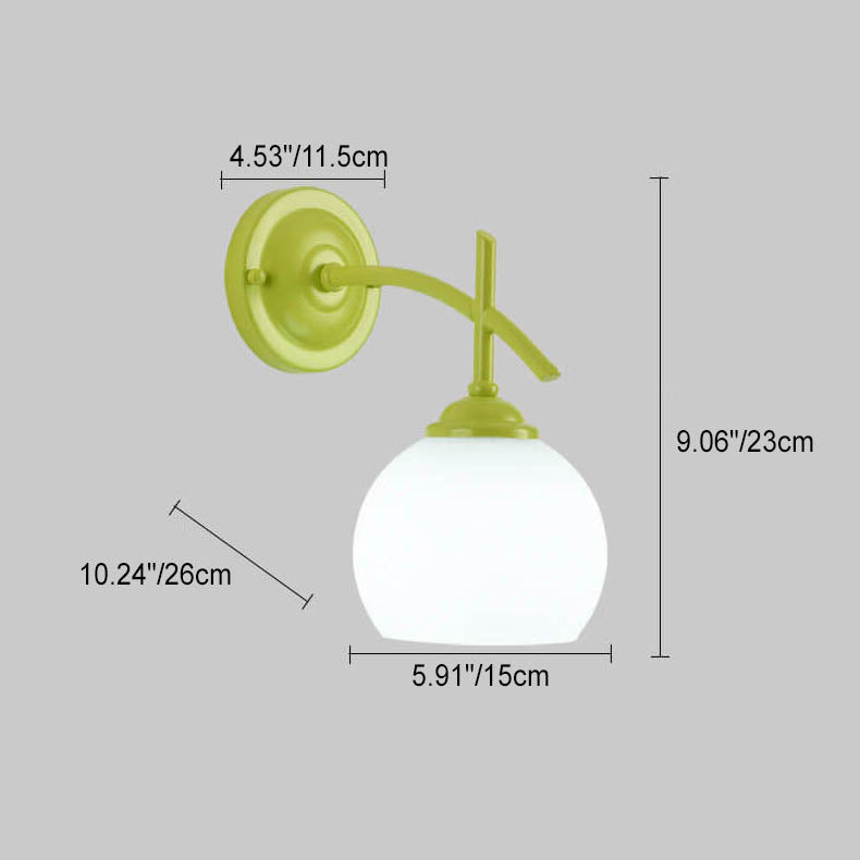 Modern Art Deco Round Glass Metal 1-Light Wall Sconce Lamp For Bedroom