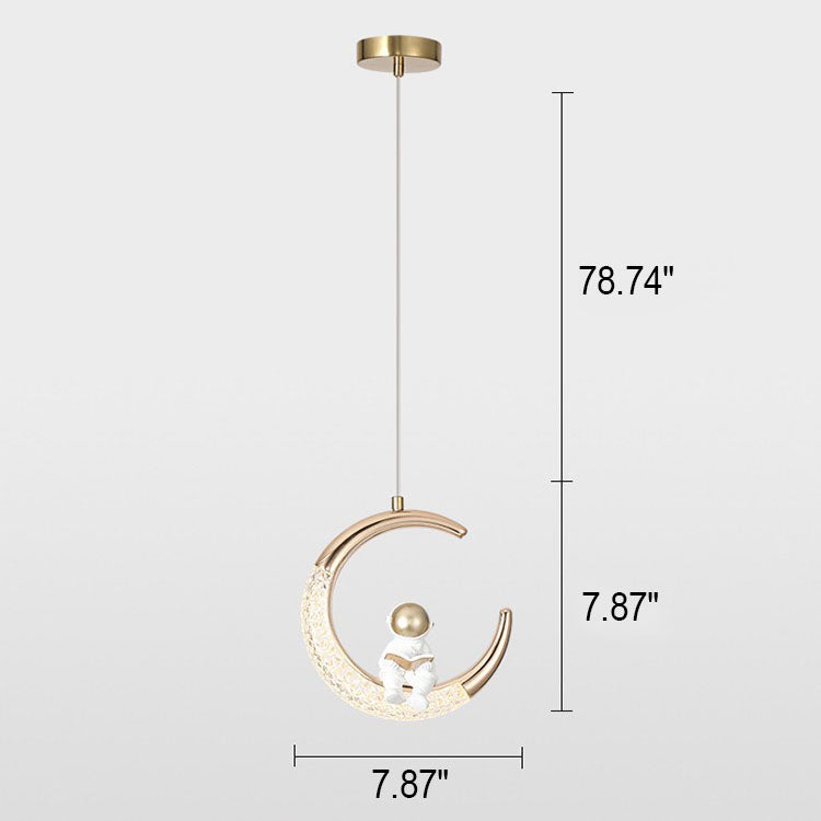Frendorf | AstroMoon Kinder LED Pendelleuchte | Kreatives Astronautendesign | Mondlicht | Stimmungsvolle Beleuchtung