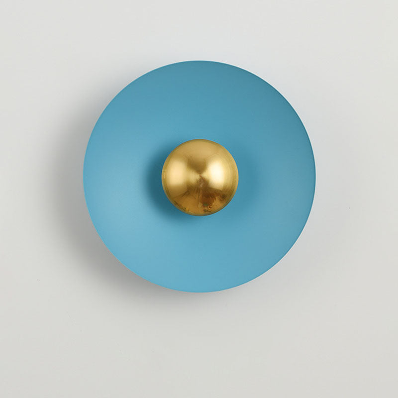 Contemporary Creative Macaron Flying Saucer Hardware LED Wall Sconce Lamp For Bedroom