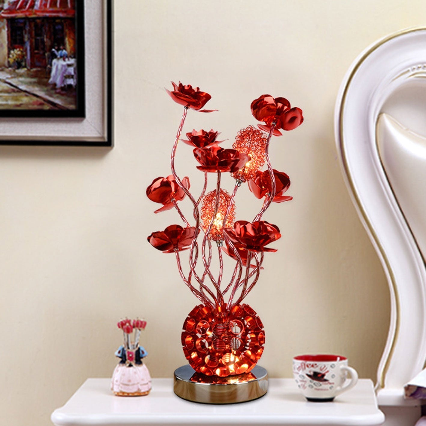 Frendorf | RoséLumina Aluminium LED Tischlampe | Elegantes Design | Stimmungslicht | Leselampe | Deko für Zuhause