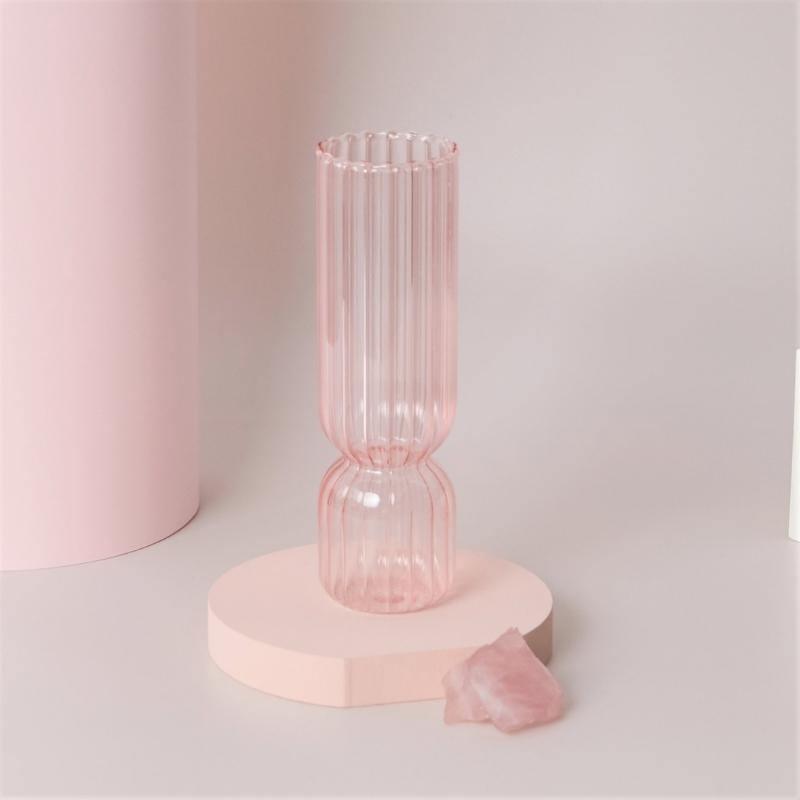 Frendorf | Rosivina Pink Glas Kerzenhalter & Vasen Set | Elegantes Design | Vielseitige Tischdekoration