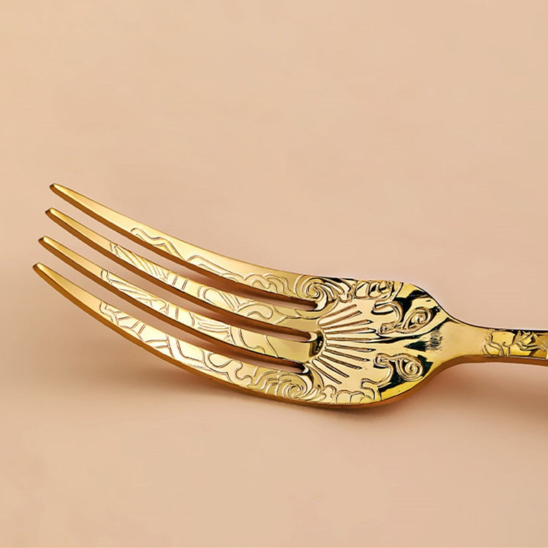 Frendorf | 16-teiliges Besteckset Edelstahl mit graviertem Muster Silberbesteck