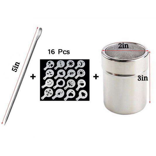 Frendorf | 16PCS Kunststoff Café Schaum Vorlage Barista Schablonen Form Kaffeekunst