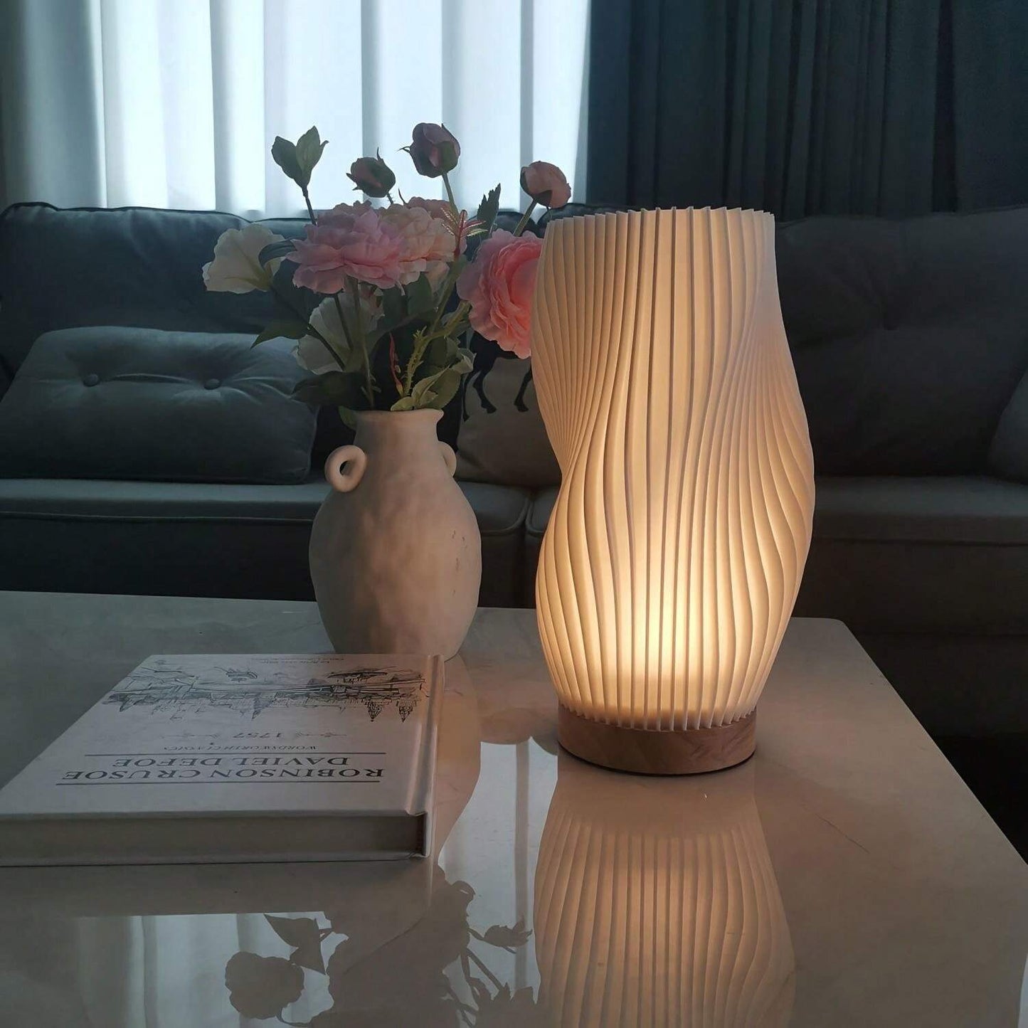 Frendorf | WaveGlow Serene LED Lampe | Moderne Tischleuchte | Stimmungsvolle Beleuchtung für Zuhause
