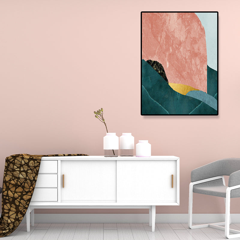Frendorf | Nordic Abstract Mountain Print Leinwand Aqua Texturiertes Wandkunst für Wohnzimmer