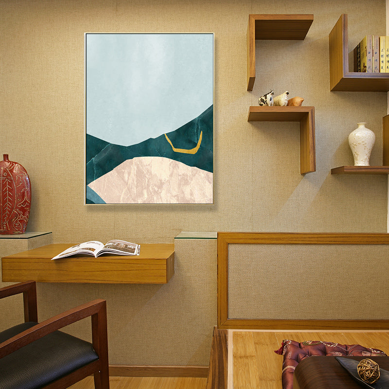 Frendorf | Nordic Abstract Mountain Print Leinwand Aqua Texturiertes Wandkunst für Wohnzimmer