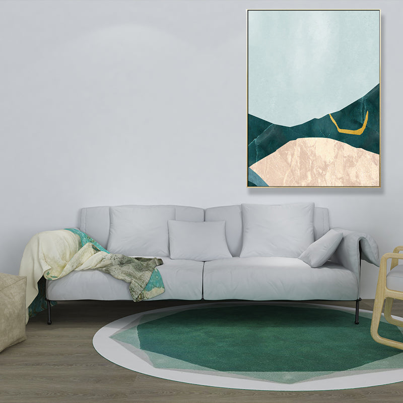 Frendorf | Nordic Abstract Mountain Print Leinwand Aqua Texturiertes Wandkunst für Wohnzimmer