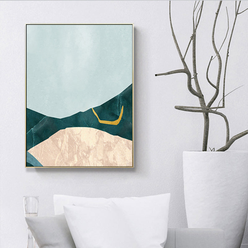 Frendorf | Nordic Abstract Mountain Print Leinwand Aqua Texturiertes Wandkunst für Wohnzimmer
