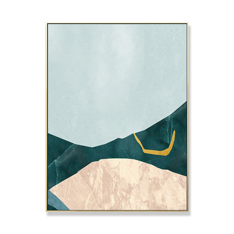 Frendorf | Nordic Abstract Mountain Print Leinwand Aqua Texturiertes Wandkunst für Wohnzimmer