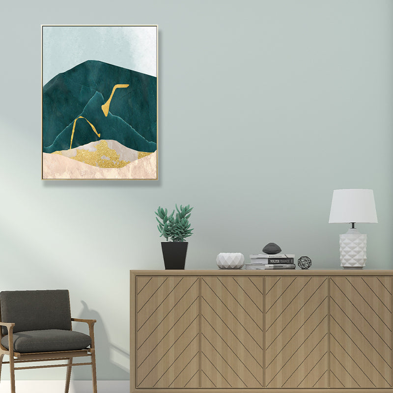 Frendorf | Nordic Abstract Mountain Print Leinwand Aqua Texturiertes Wandkunst für Wohnzimmer