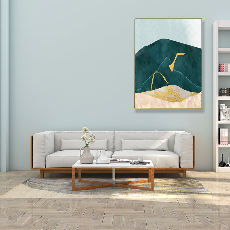 Frendorf | Nordic Abstract Mountain Print Leinwand Aqua Texturiertes Wandkunst für Wohnzimmer