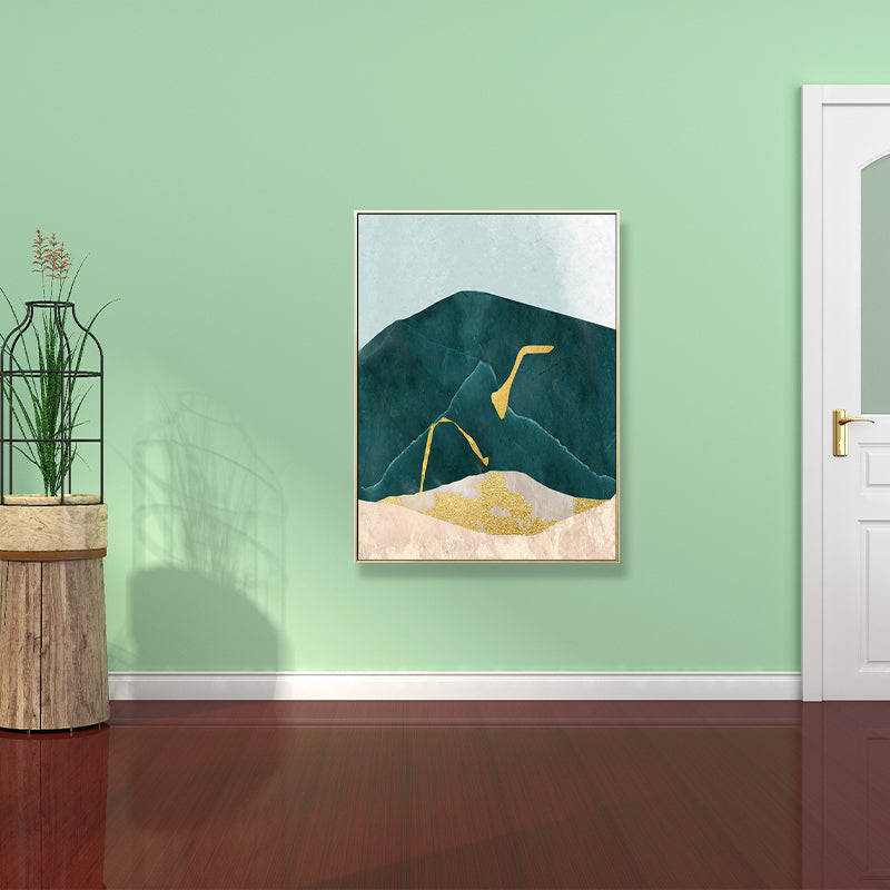 Frendorf | Nordic Abstract Mountain Print Leinwand Aqua Texturiertes Wandkunst für Wohnzimmer