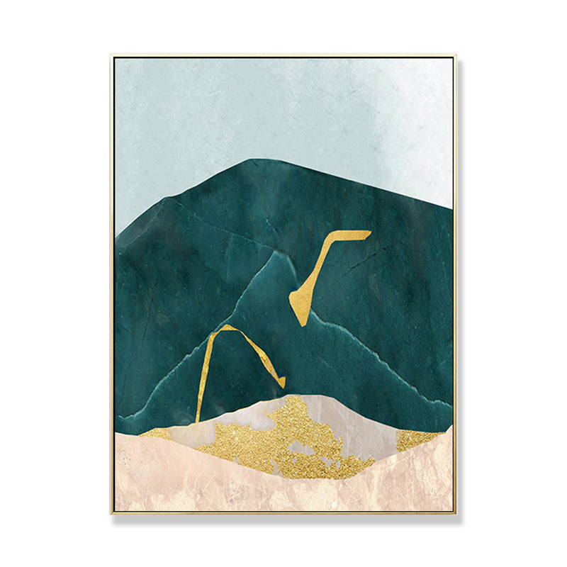 Frendorf | Nordic Abstract Mountain Print Leinwand Aqua Texturiertes Wandkunst für Wohnzimmer