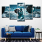 Frendorf | Sky Frozen Guitar Leinwanddruck Blau Moderner Stil Wandkunst Dekor für Jungen Schlafzimmer