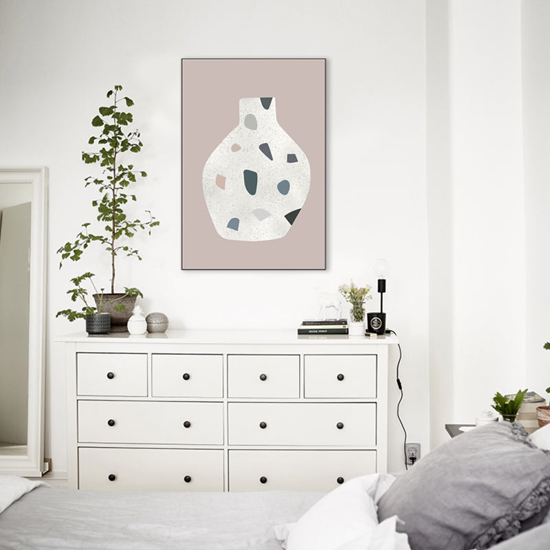 Frendorf | Pink Spots Jar Malerei Skandinavischer Stil Texturierte Wandkunst Dekor für Mädchenzimmer