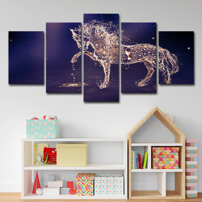 Frendorf | Constellaties Paard Muurkunst Decor Modernisme Meerzijdige Canvas Print in Paars