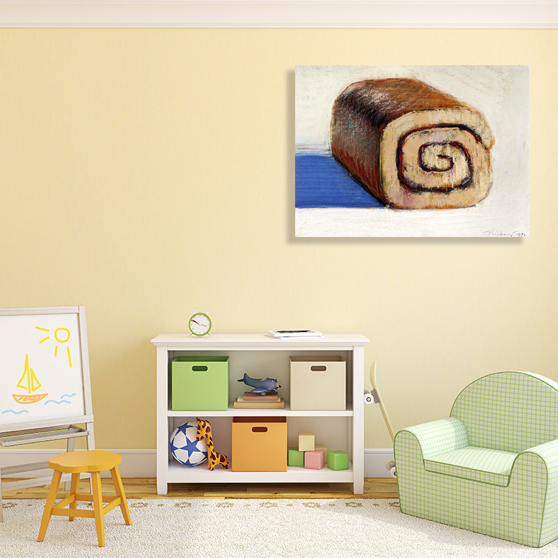Frendorf | Roll Cake Malerei Braune Leinwand Wandkunst Druck Texturiert, Mehrere Größen Verfügbar
