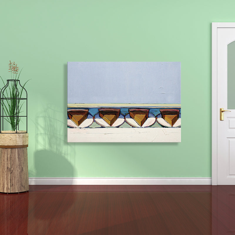 Frendorf | Blaue leckere Kuchen Malerei im traditionellen Stil Texturierte Wandkunst Druck für das Wohnzimmer